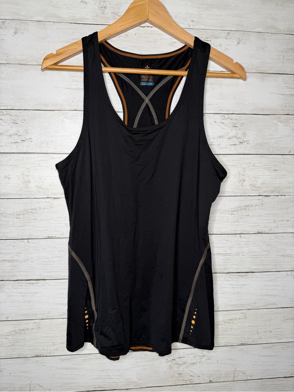 Tommie Copper Cool Copper Black Tank Top Fitted Size Large